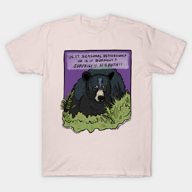 Seasonal Depression Bear T-Shirt by shapelessflame